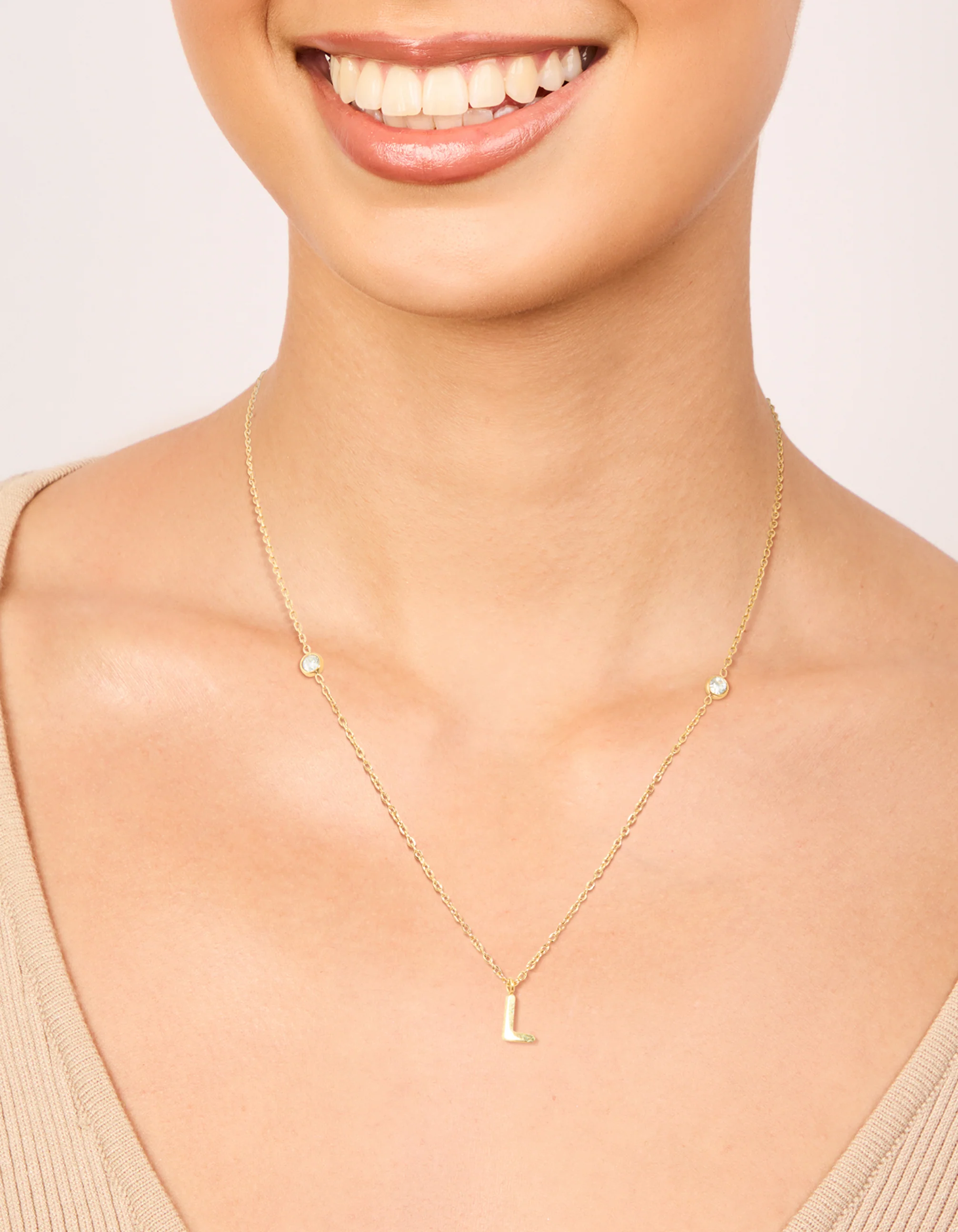 Waterproof Gold Plated Stainless Steel Letter L Dainty Pendant Necklace - Image 2
