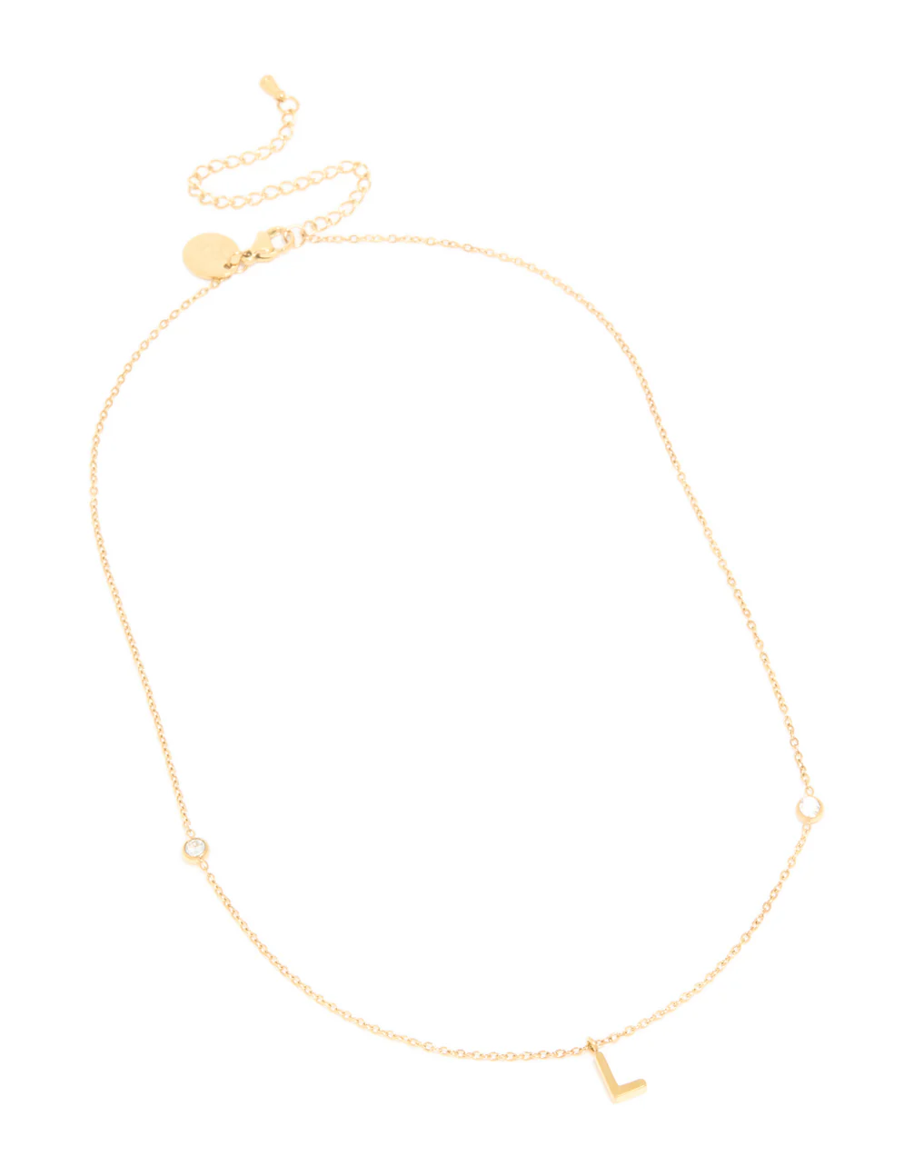 Waterproof Gold Plated Stainless Steel Letter L Dainty Pendant Necklace - Image 4