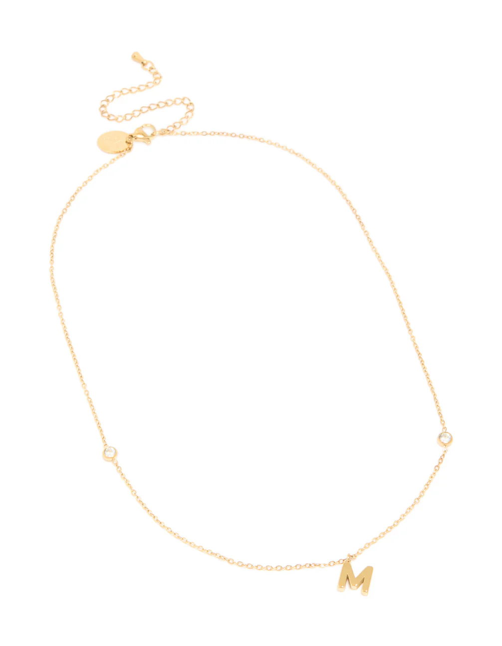 Waterproof Gold Plated Stainless Steel Letter M Dainty Pendant Necklace - Image 4