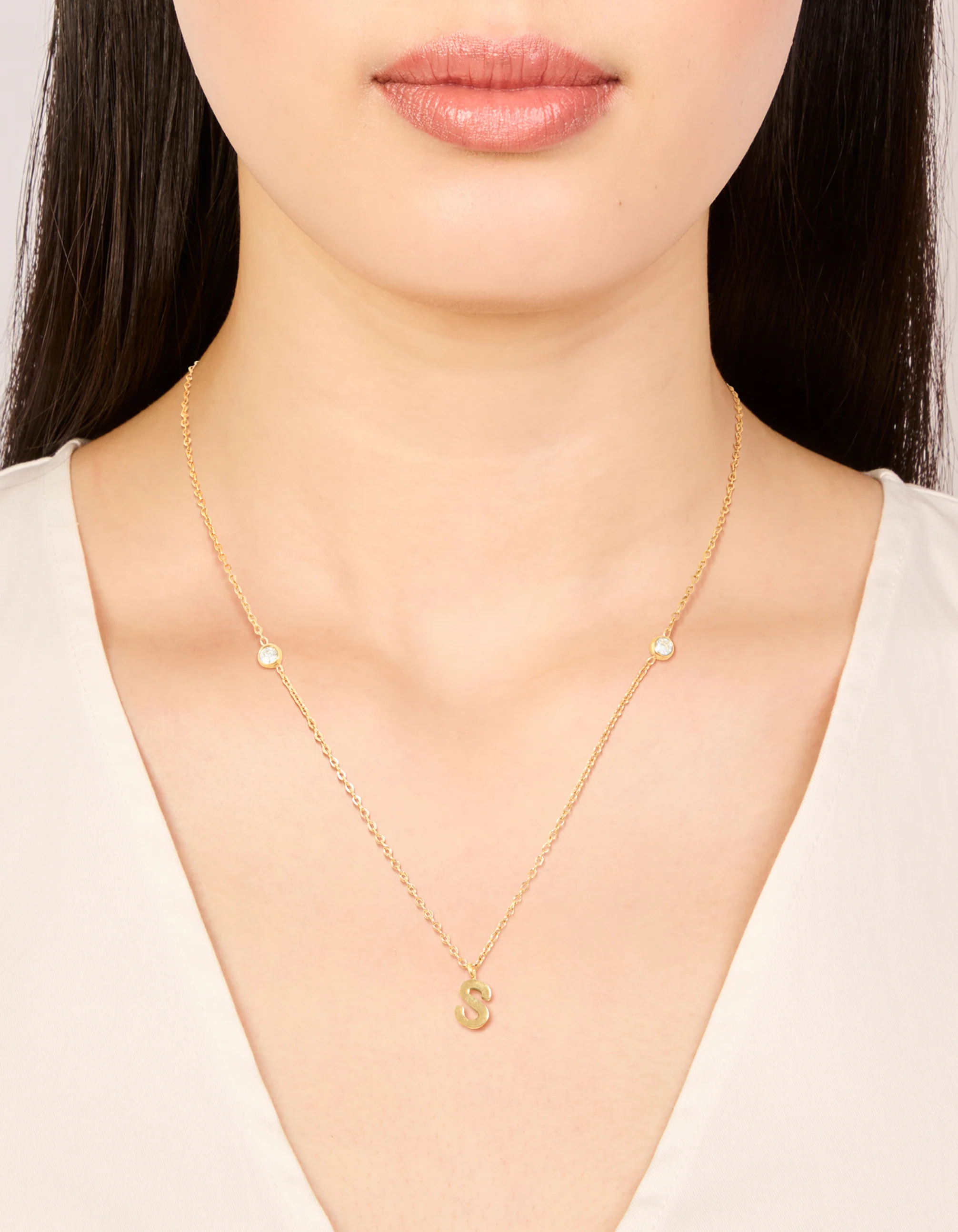 Waterproof Gold Plated Stainless Steel Letter S Dainty Pendant Necklace - Image 2
