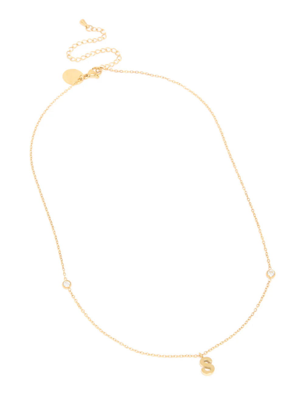 Waterproof Gold Plated Stainless Steel Letter S Dainty Pendant Necklace - Image 4