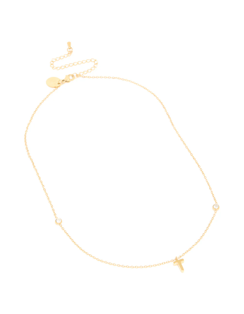 Waterproof Gold Plated Stainless Steel Letter T Dainty Pendant Necklace - Image 4
