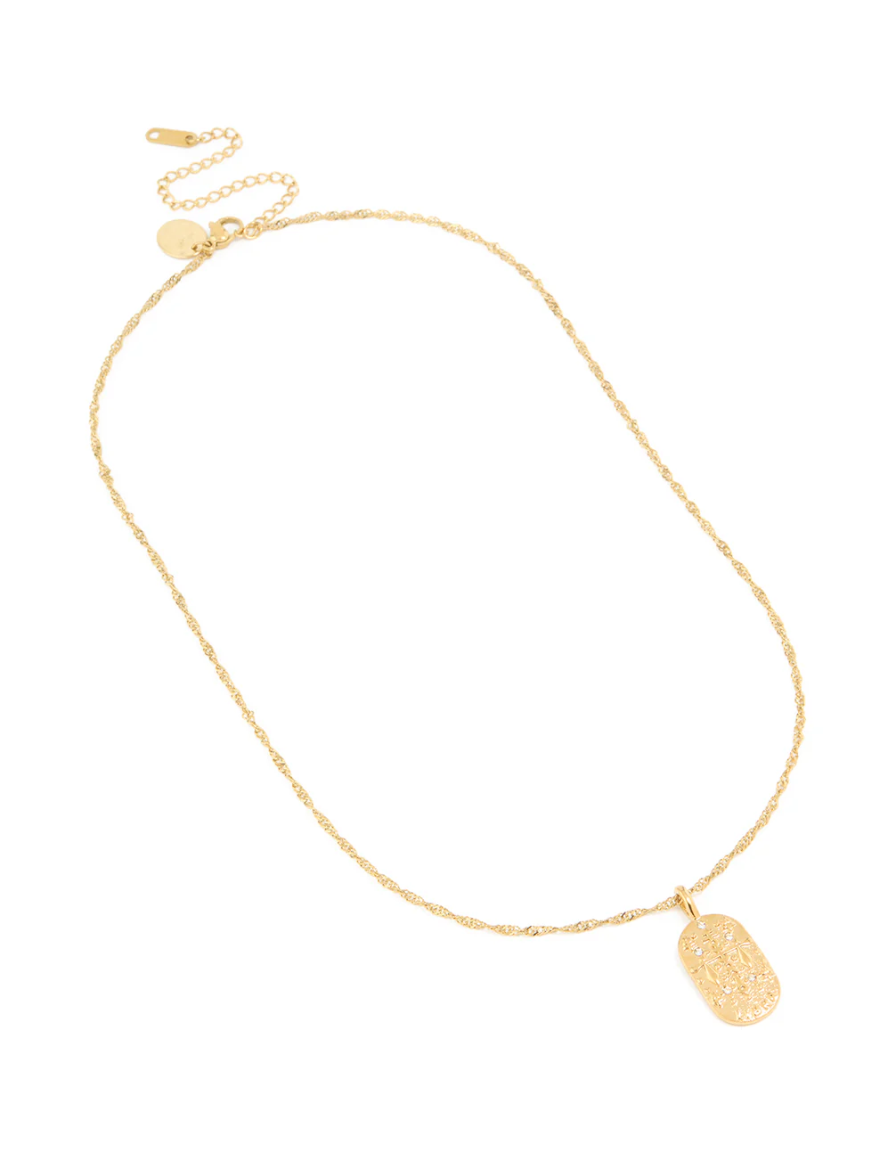 Waterproof Gold Plated Stainless Steel Libra Tab Necklace - Image 2
