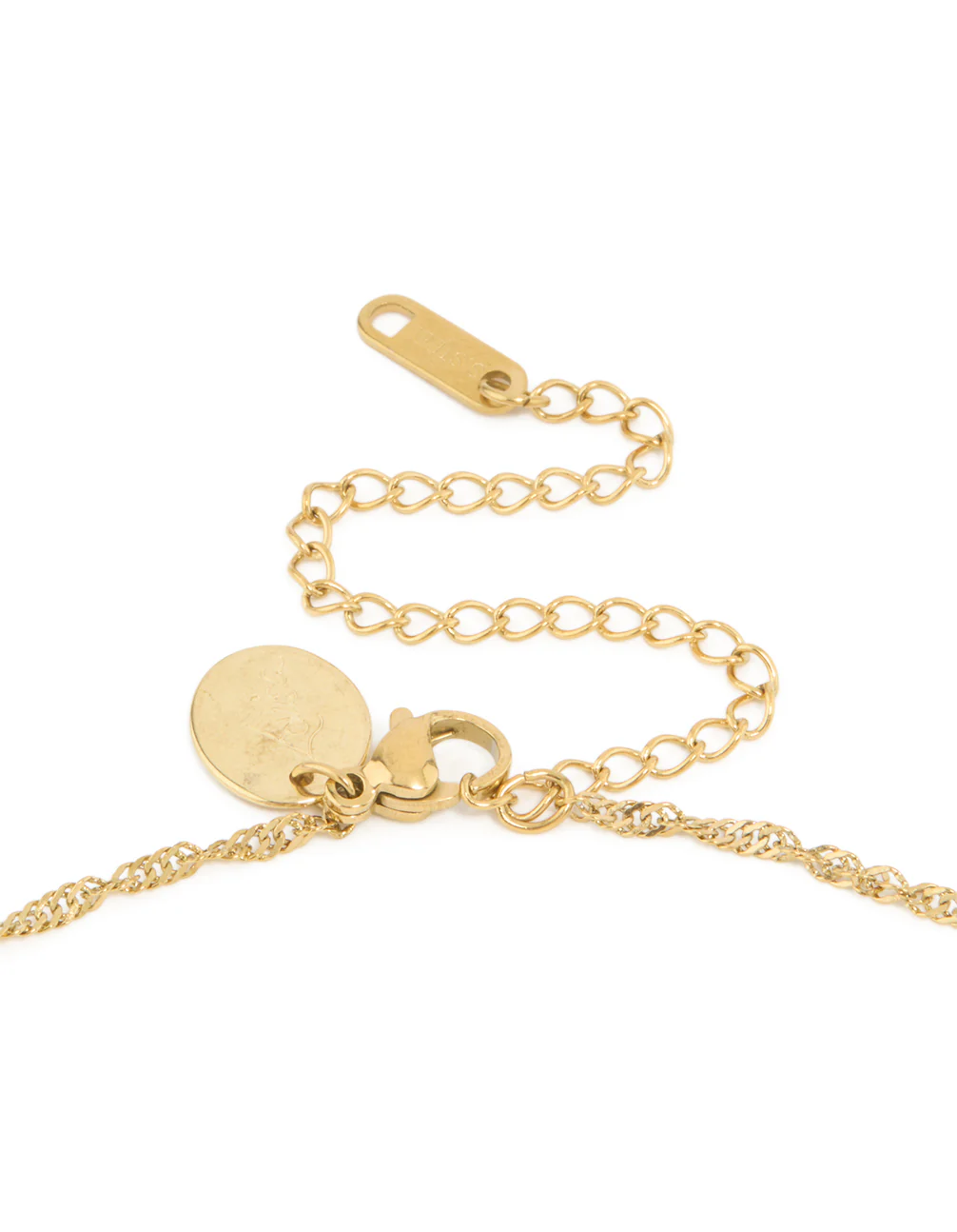 Waterproof Gold Plated Stainless Steel Libra Tab Necklace - Image 3