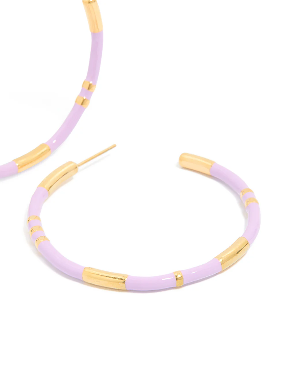 Waterproof Gold Plated Stainless Steel Lilac Enamel Hoop Earrings - Image 5
