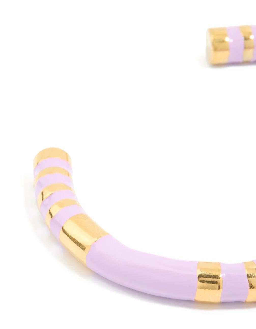 Waterproof Gold Plated Stainless Steel Lilac Enamel Striped Wrist Cuff - Image 5