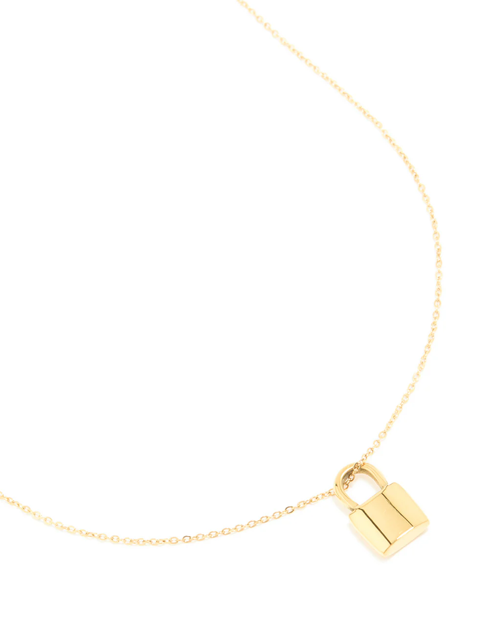 Waterproof Gold Plated Stainless Steel Lock Pendant Necklace - Image 2