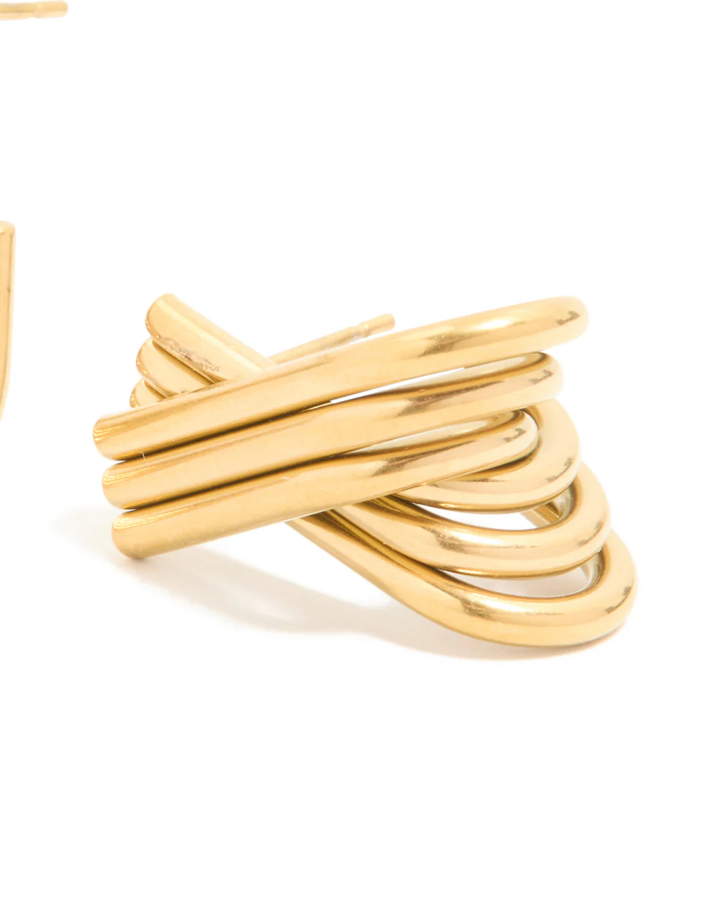 Waterproof Gold Plated Stainless Steel Long Layered Circle Hoop Earrings - Image 3