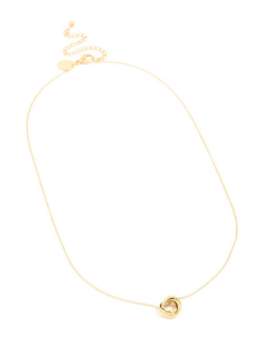Waterproof Gold Plated Stainless Steel Looped Pendant Necklace - Image 2