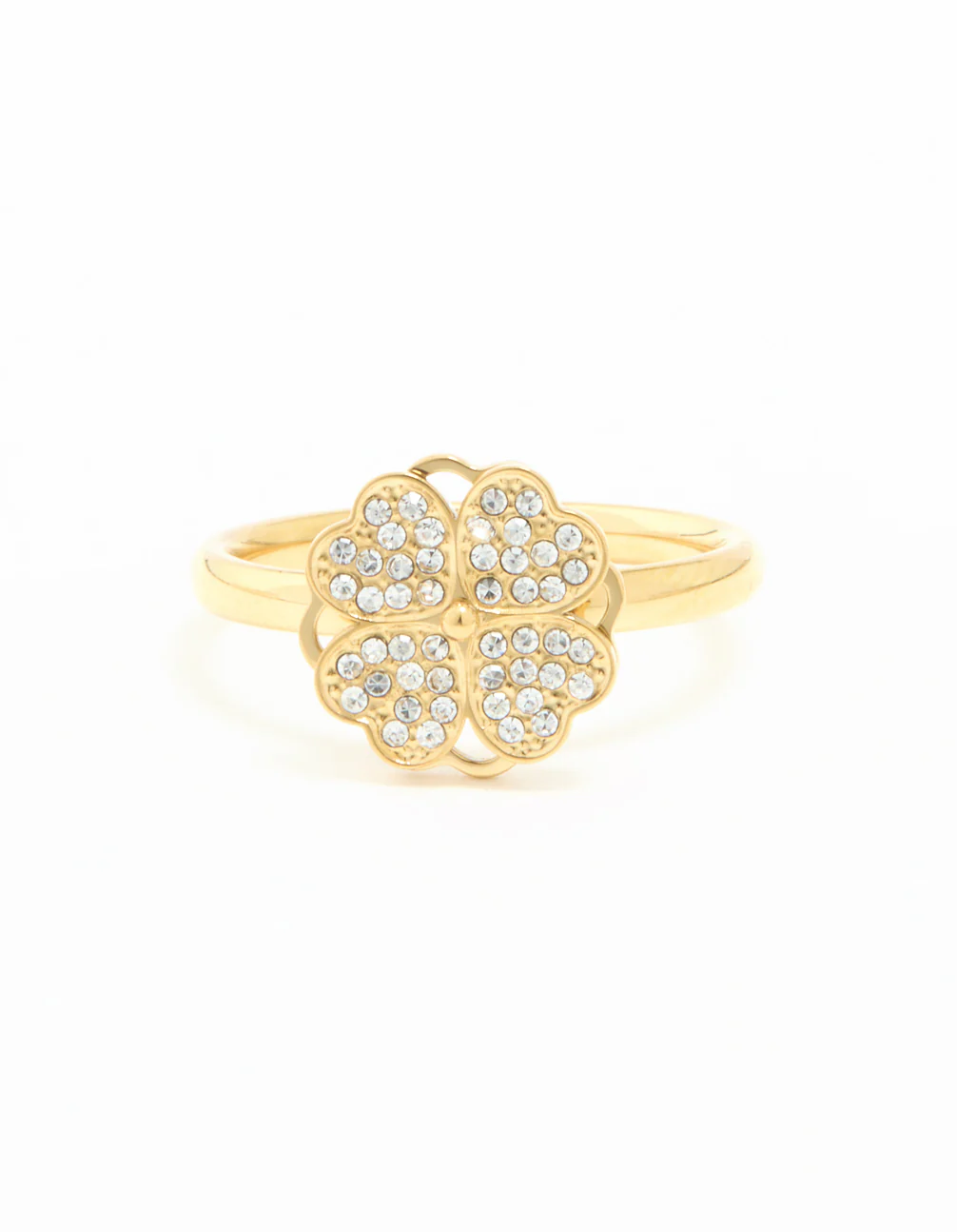 Waterproof Gold Plated Stainless Steel Lucky Clover Ring - Image 3