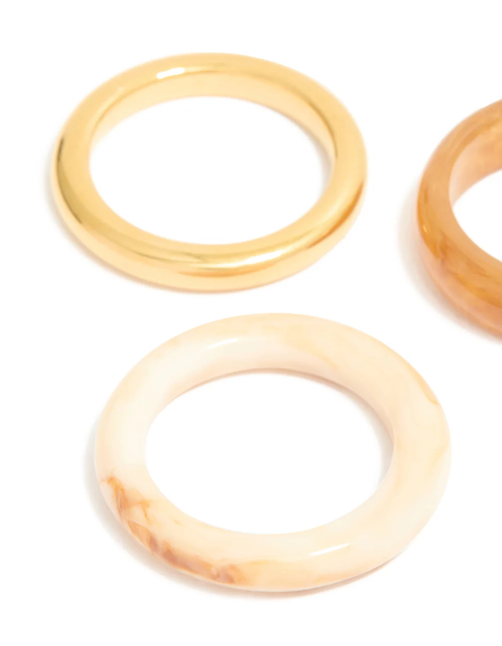 Waterproof Gold Plated Stainless Steel & Marbled Stacking Rings 3-Pack - Image 3