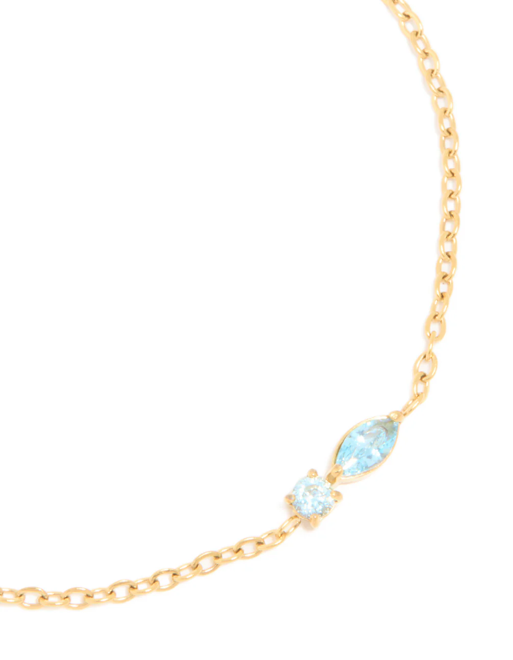 Waterproof Gold Plated Stainless Steel March Light Blue Cubic Zirconia Birthstone Bracelet - Image 4