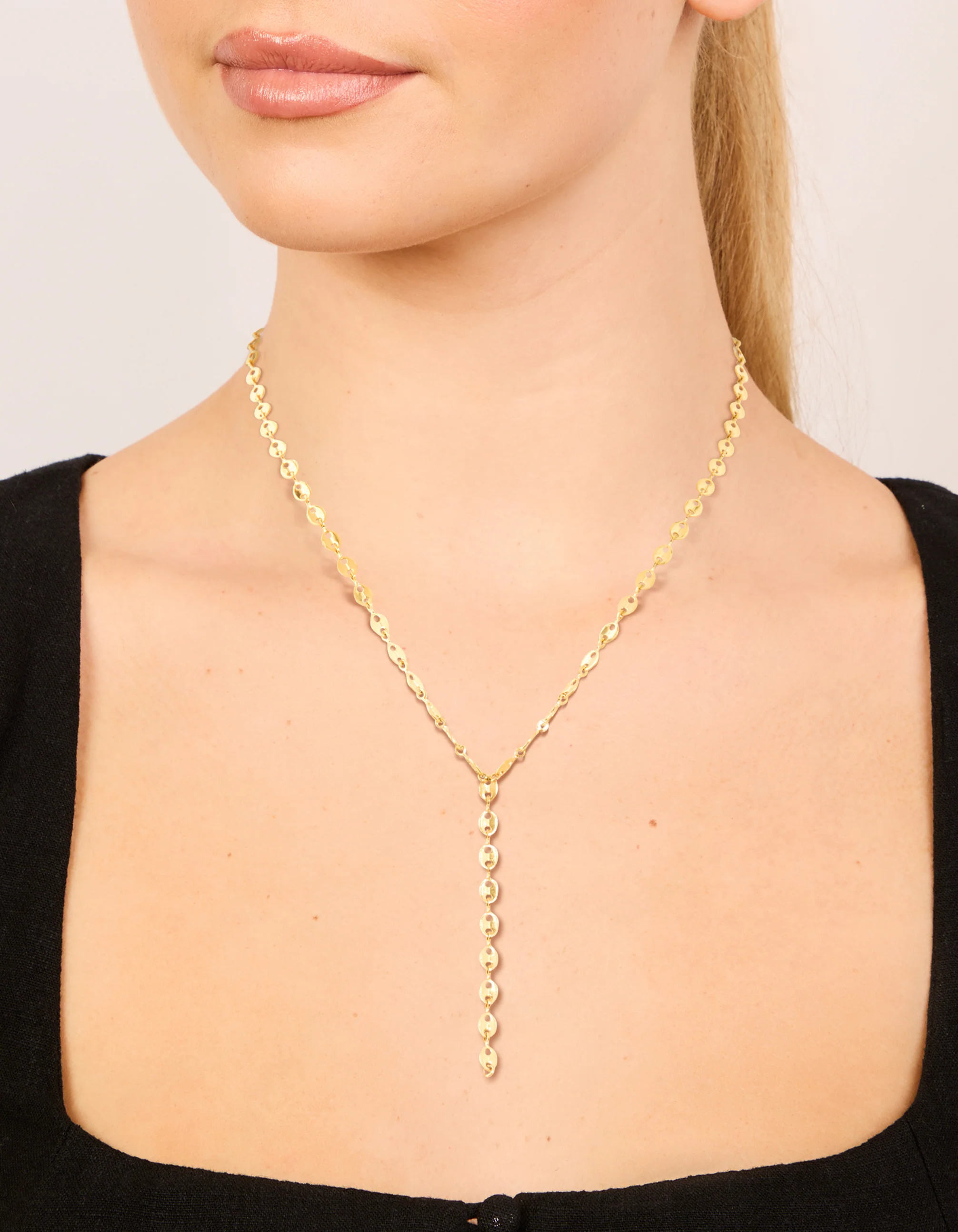 Waterproof Gold Plated Stainless Steel Marina Chain Y-Necklace - Image 2
