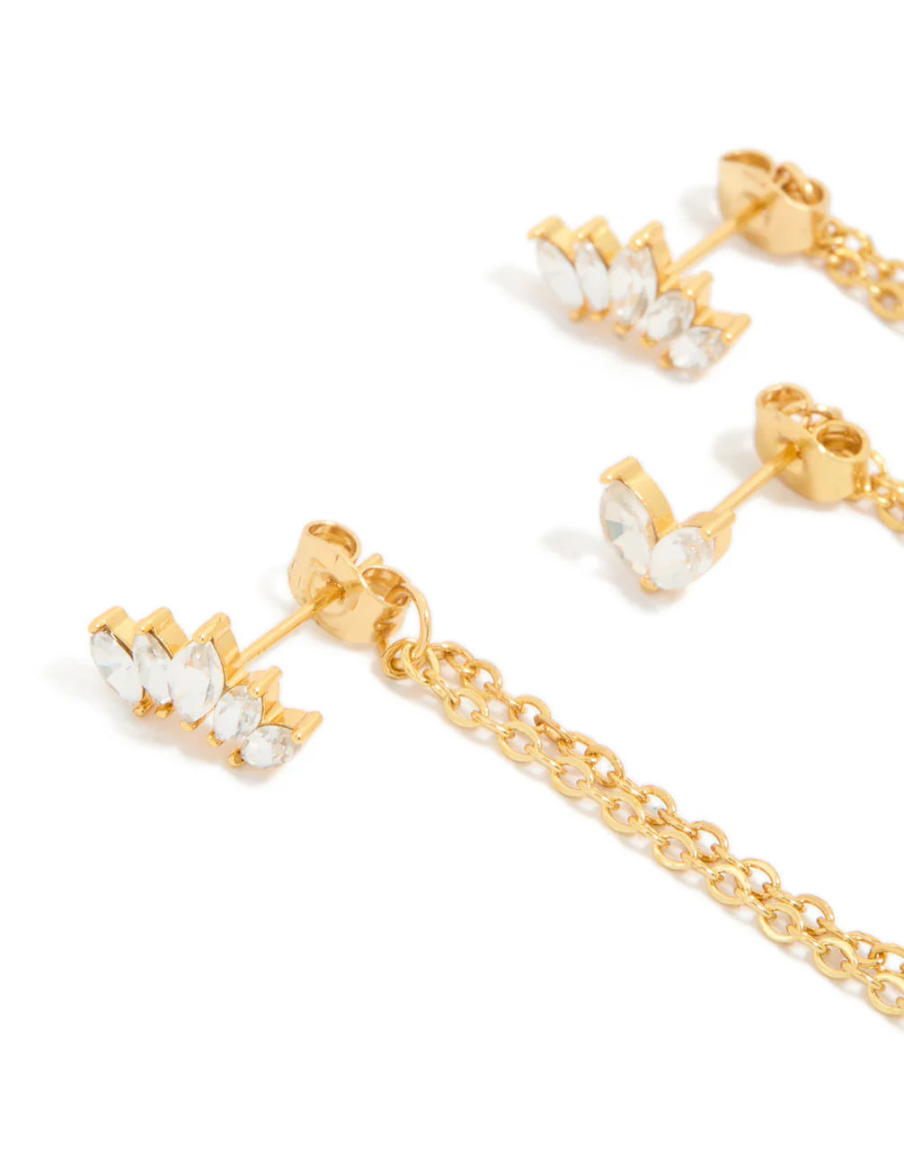 Waterproof Gold Plated Stainless Steel Marquise Earrings 3-Pack - Image 4