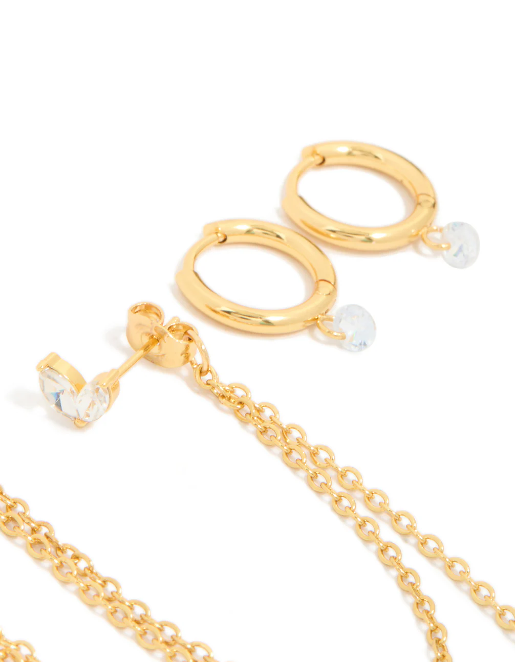 Waterproof Gold Plated Stainless Steel Marquise Earrings 3-Pack - Image 5