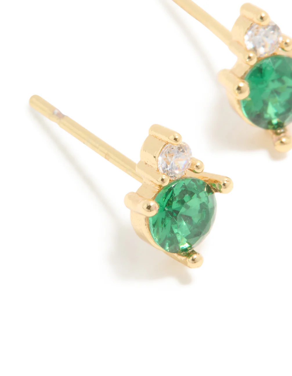 Waterproof Gold Plated Stainless Steel May Cubic Zirconia Duo Stud Earrings - Image 4