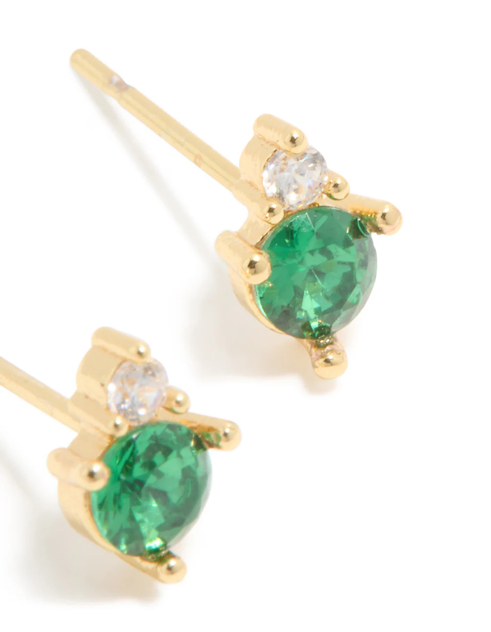 Waterproof Gold Plated Stainless Steel May Cubic Zirconia Duo Stud Earrings - Image 5