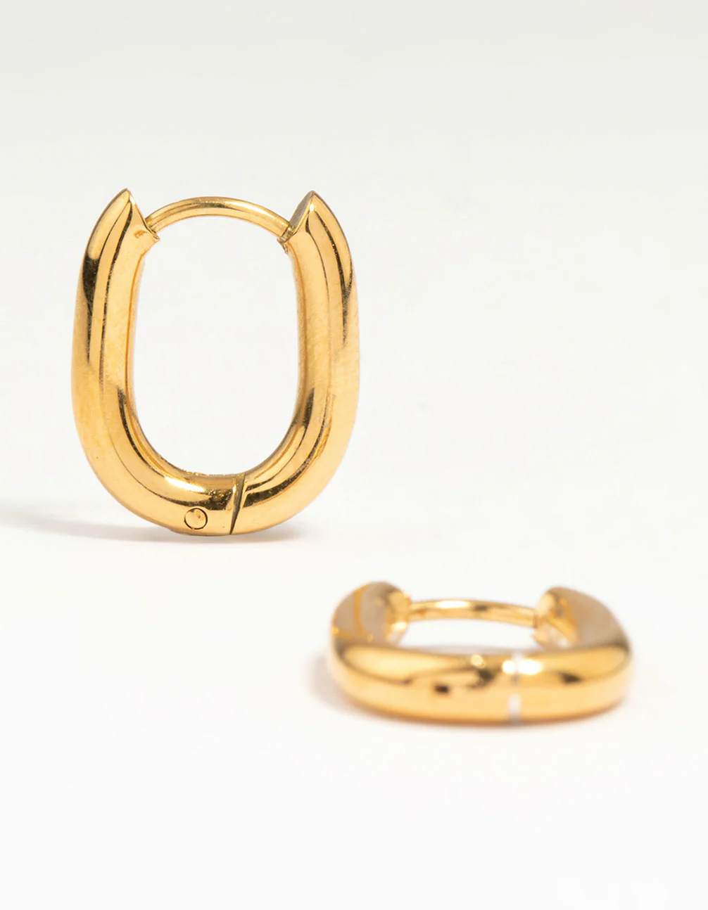 Waterproof Gold Plated Stainless Steel Medium Hoop Earrings - Image 2