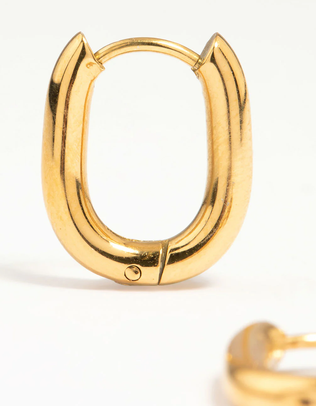 Waterproof Gold Plated Stainless Steel Medium Hoop Earrings - Image 4