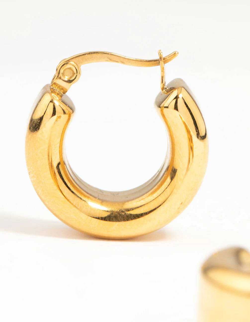 Waterproof Gold Plated Stainless Steel Mid Bubble Hoop Earrings - Image 4