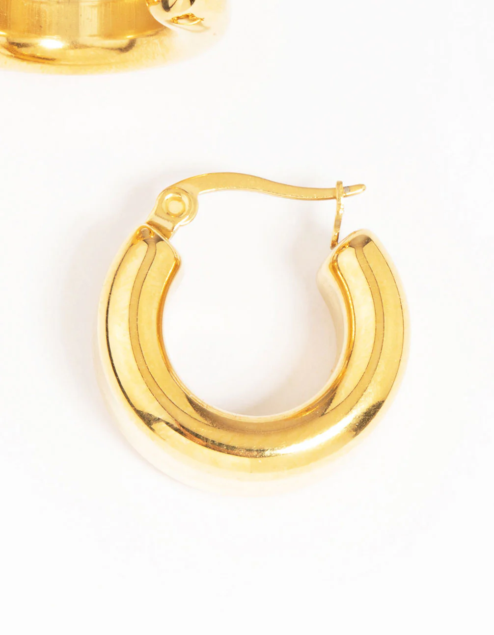 Waterproof Gold Plated Stainless Steel Mid Bubble Hoop Earrings - Image 5