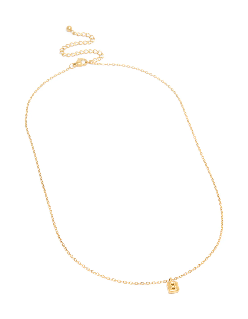 Waterproof Gold Plated Stainless Steel Mini Bubble Letter B Necklace - Image 3