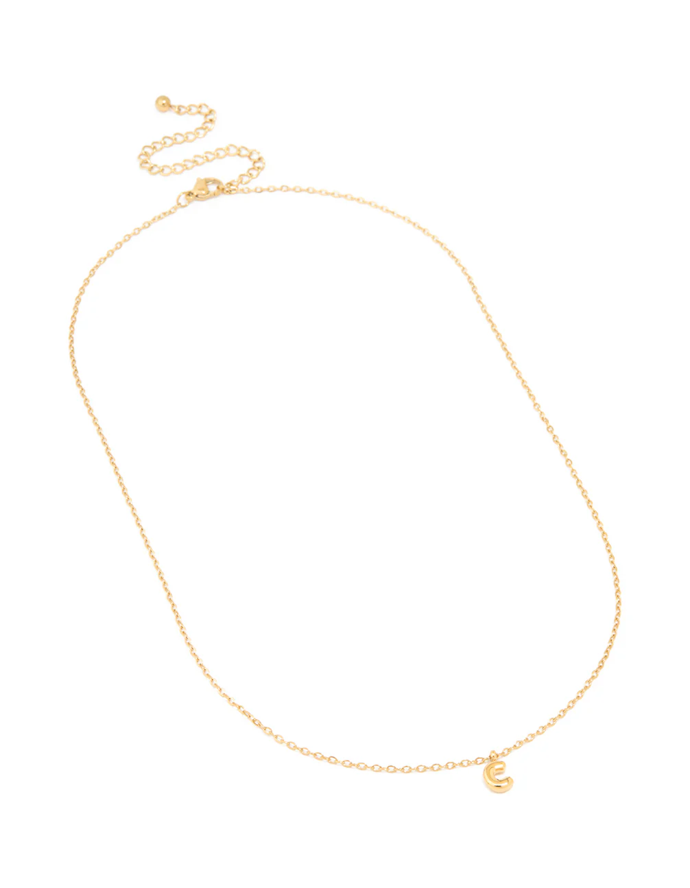 Waterproof Gold Plated Stainless Steel Mini Bubble Letter C Necklace - Image 4