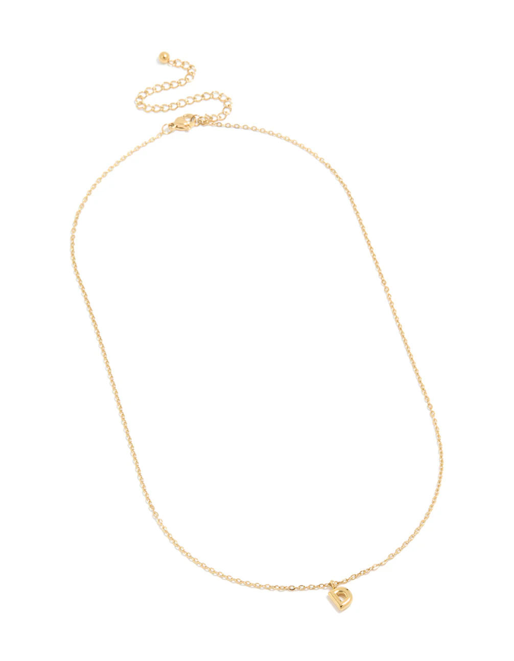 Waterproof Gold Plated Stainless Steel Mini Bubble Letter D Necklace - Image 4
