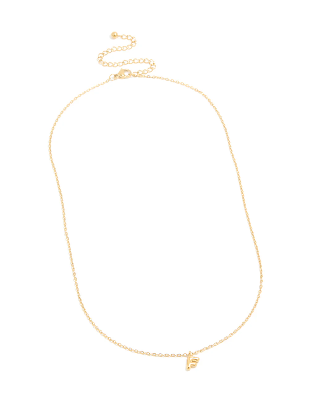 Waterproof Gold Plated Stainless Steel Mini Bubble Letter F Necklace - Image 4