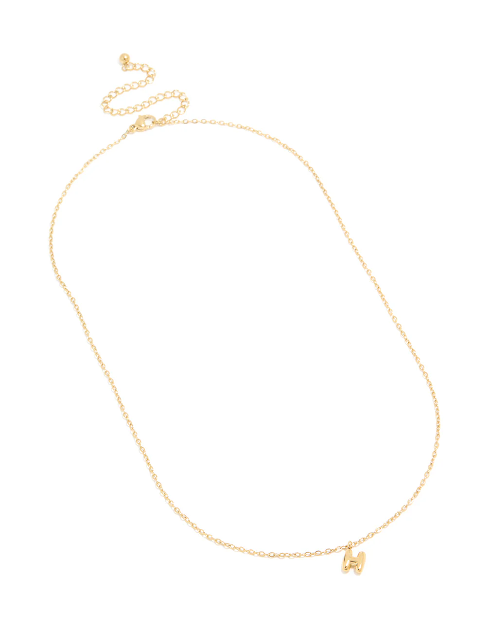Waterproof Gold Plated Stainless Steel Mini Bubble Letter H Necklace - Image 4