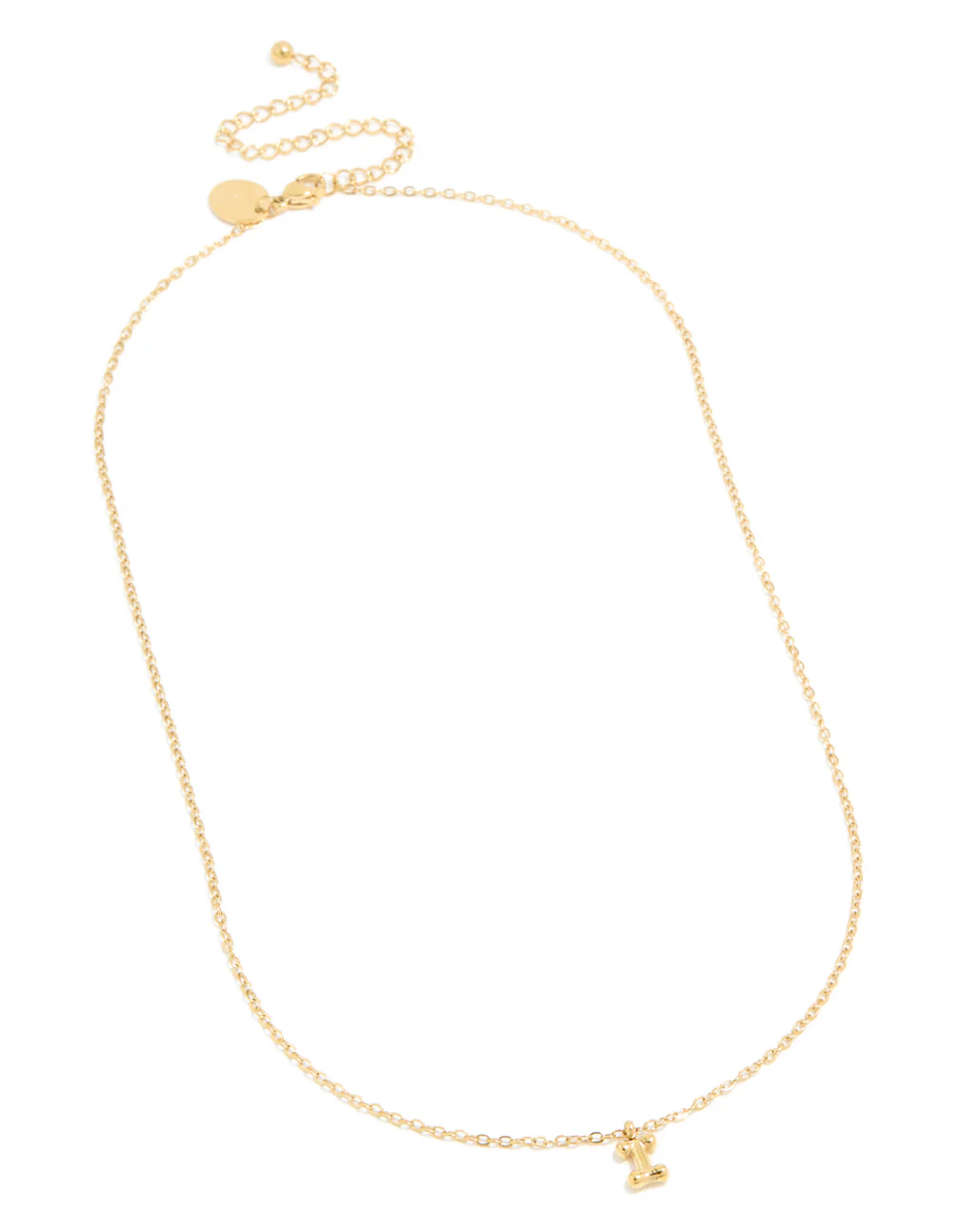Waterproof Gold Plated Stainless Steel Mini Bubble Letter I Necklace - Image 4