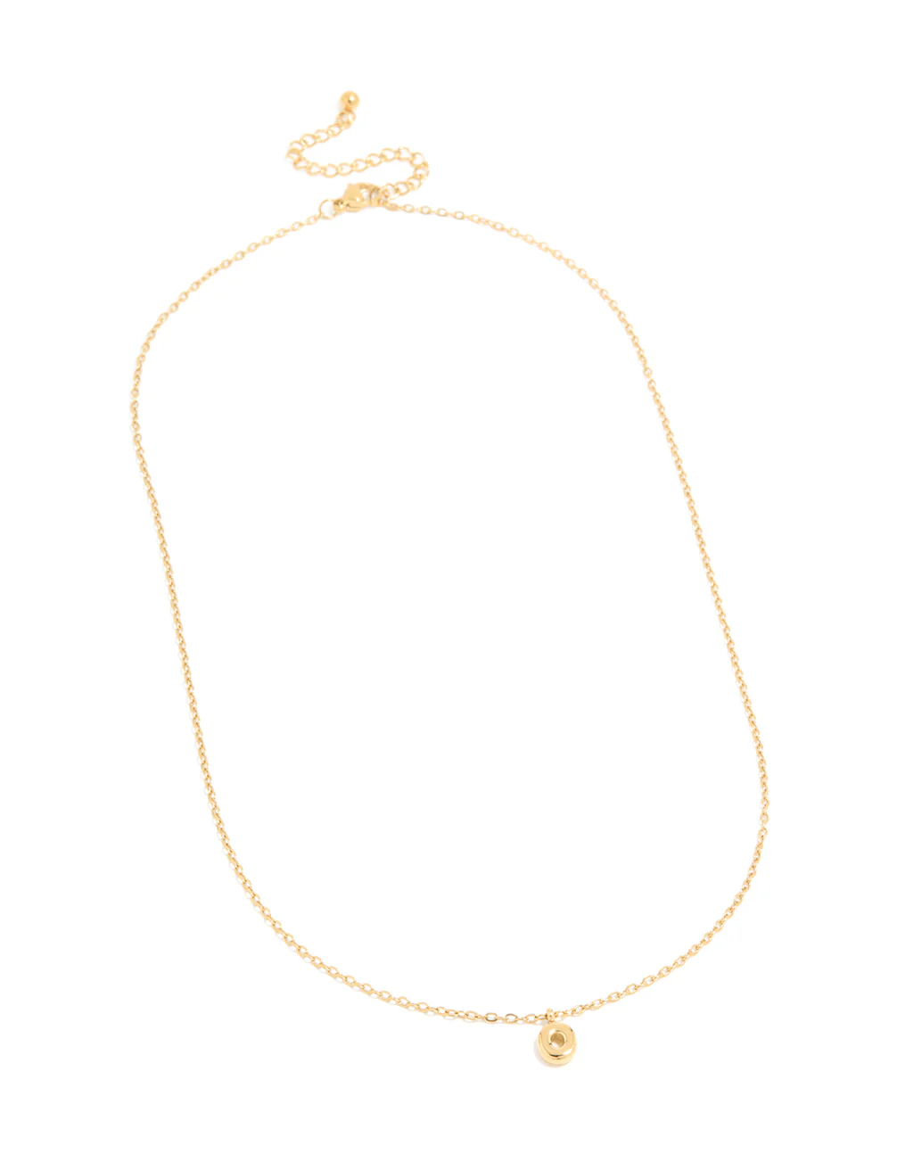 Waterproof Gold Plated Stainless Steel Mini Bubble Letter O Necklace - Image 4