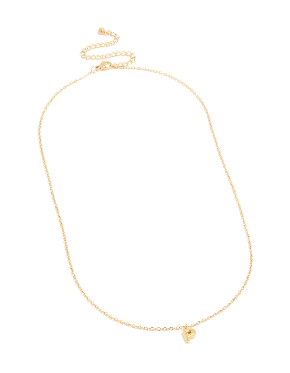 Waterproof Gold Plated Stainless Steel Mini Bubble Letter P Necklace - Image 4