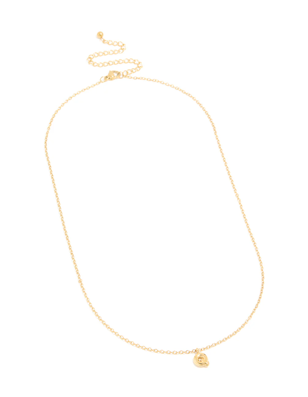 Waterproof Gold Plated Stainless Steel Mini Bubble Letter Q Necklace - Image 4