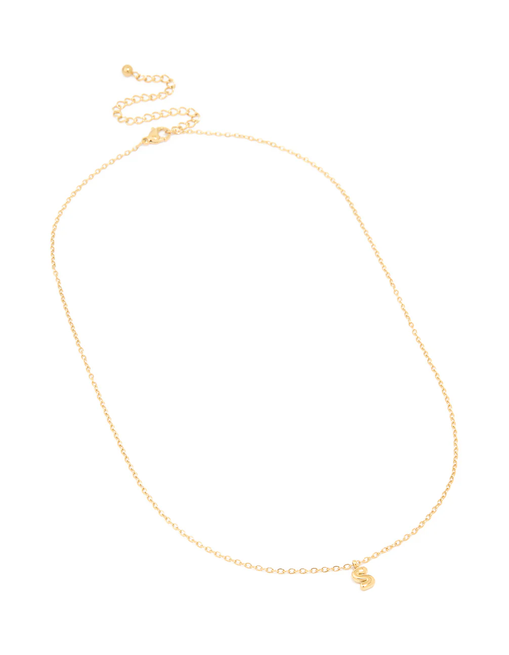 Waterproof Gold Plated Stainless Steel Mini Bubble Letter S Necklace - Image 4