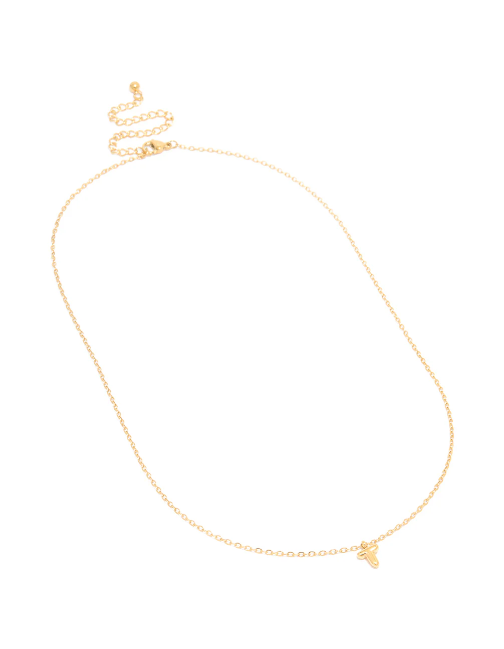 Waterproof Gold Plated Stainless Steel Mini Bubble Letter T Necklace - Image 4