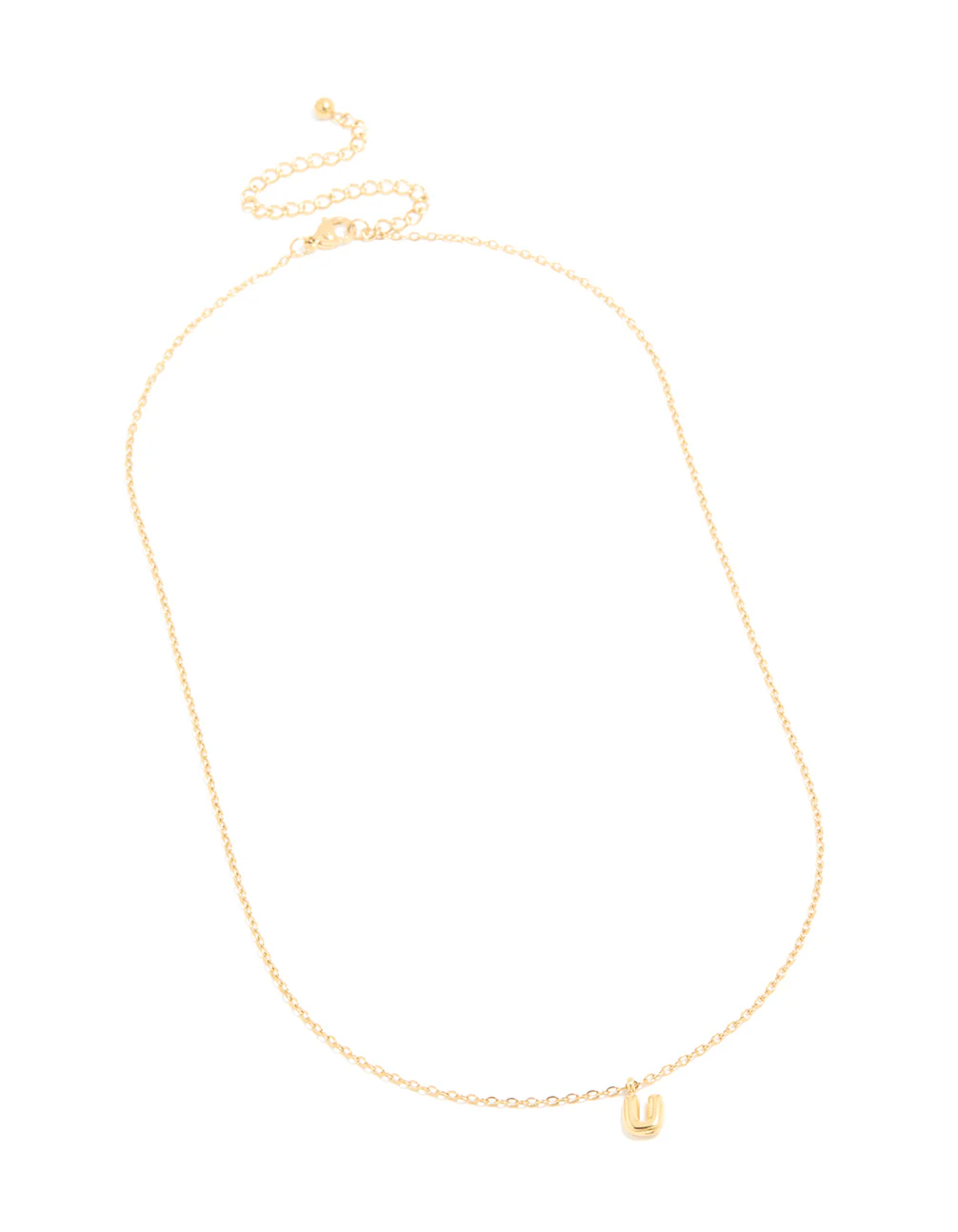 Waterproof Gold Plated Stainless Steel Mini Bubble Letter U Necklace - Image 4