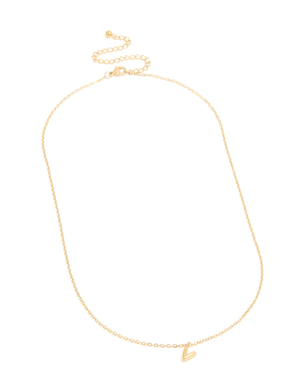 Waterproof Gold Plated Stainless Steel Mini Bubble Letter V Necklace - Image 4