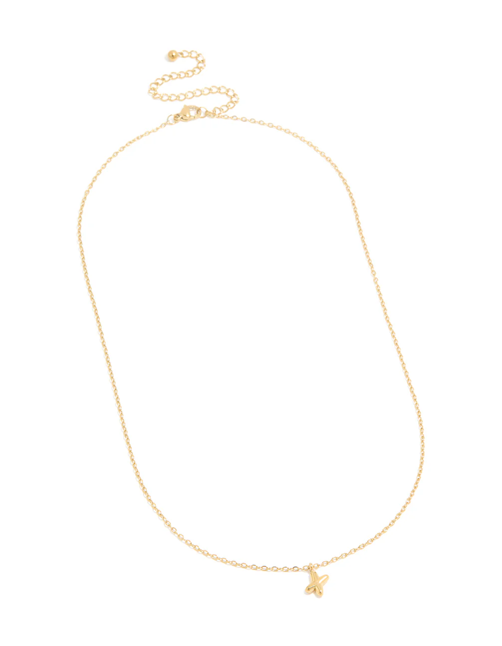 Waterproof Gold Plated Stainless Steel Mini Bubble Letter X Necklace - Image 4