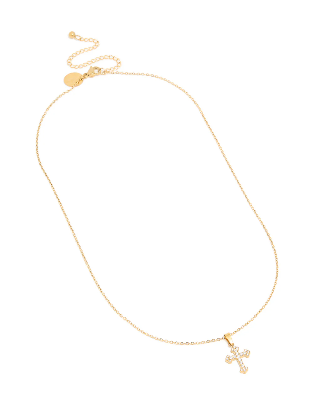 Waterproof Gold Plated Stainless Steel Mini Cross Short Necklace - Image 4