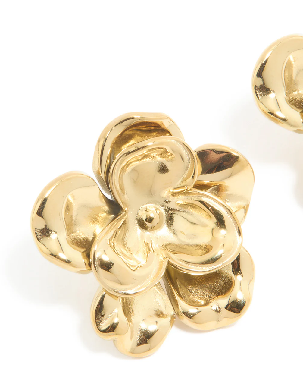 Waterproof Gold Plated Stainless Steel Mini Double Daisy Earrings - Image 4