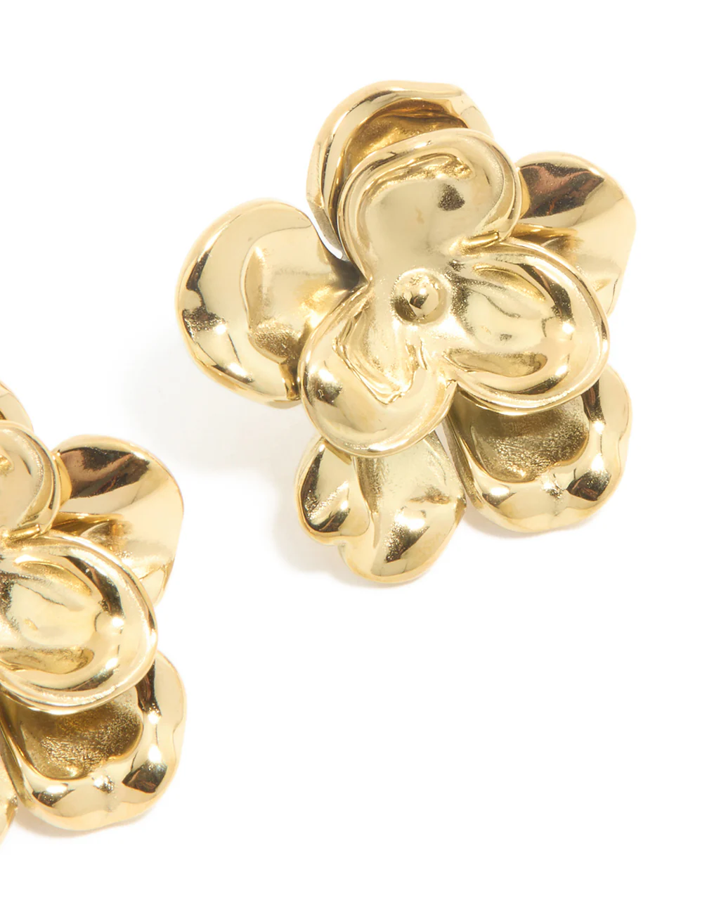 Waterproof Gold Plated Stainless Steel Mini Double Daisy Earrings - Image 5
