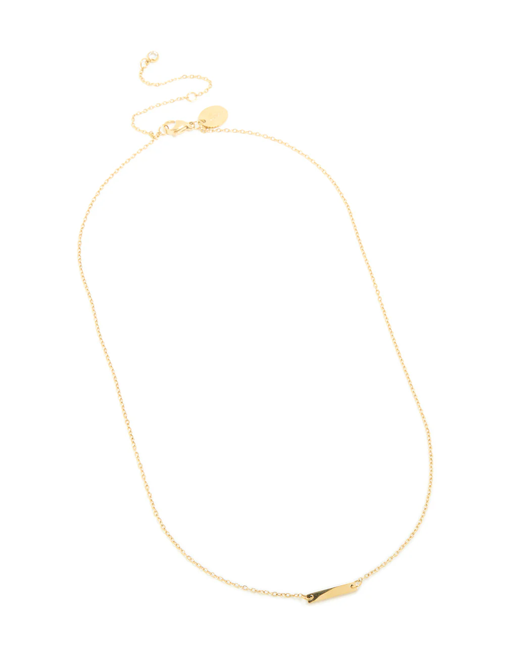 Waterproof Gold Plated Stainless Steel Mini Engravable Bar Necklace - Image 4