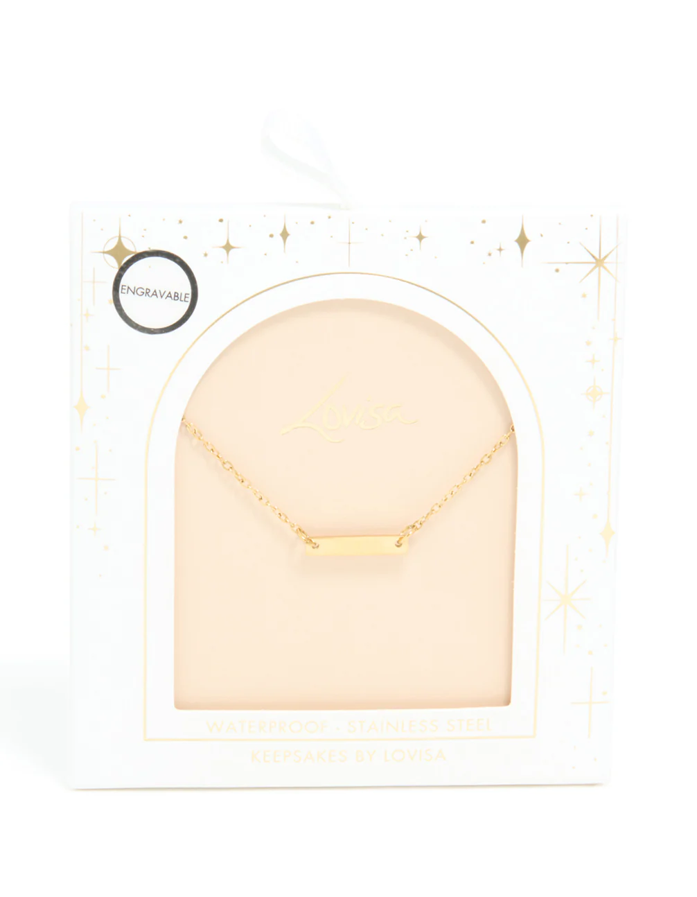Waterproof Gold Plated Stainless Steel Mini Engravable Bar Necklace - Image 5