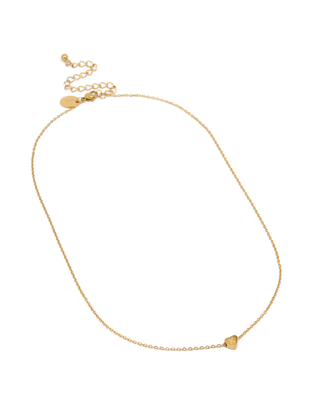 Waterproof Gold Plated Stainless Steel Mini Heart Letter K Necklace - Image 2