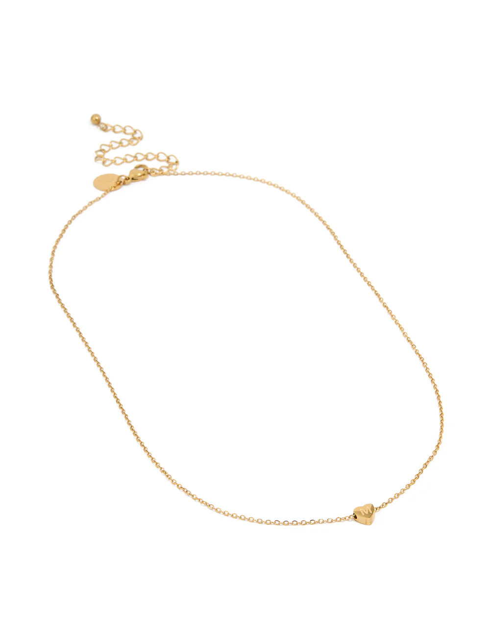 Waterproof Gold Plated Stainless Steel Mini Heart Letter M Necklace - Image 2