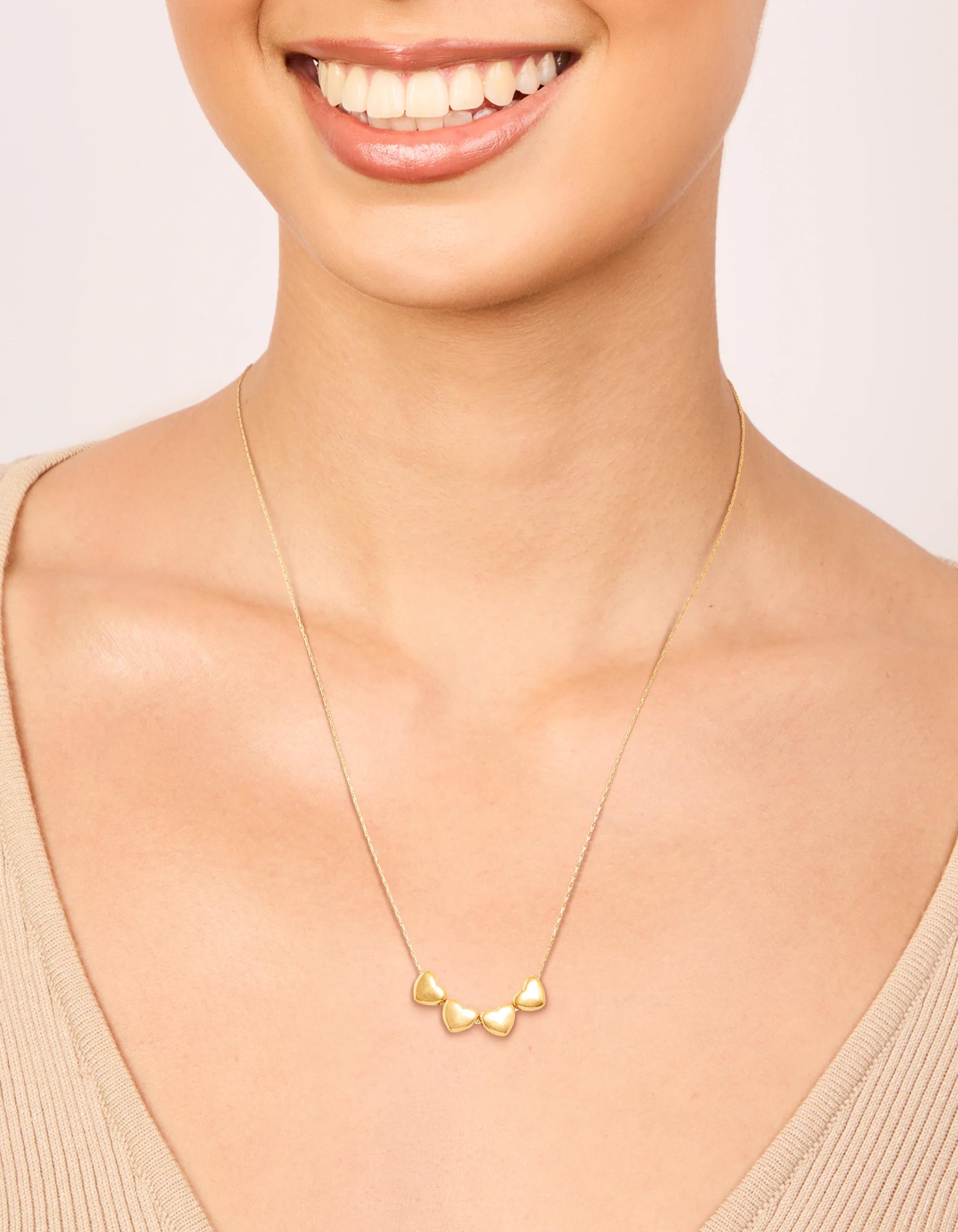 Waterproof Gold Plated Stainless Steel Mini Hearts Necklace - Image 2