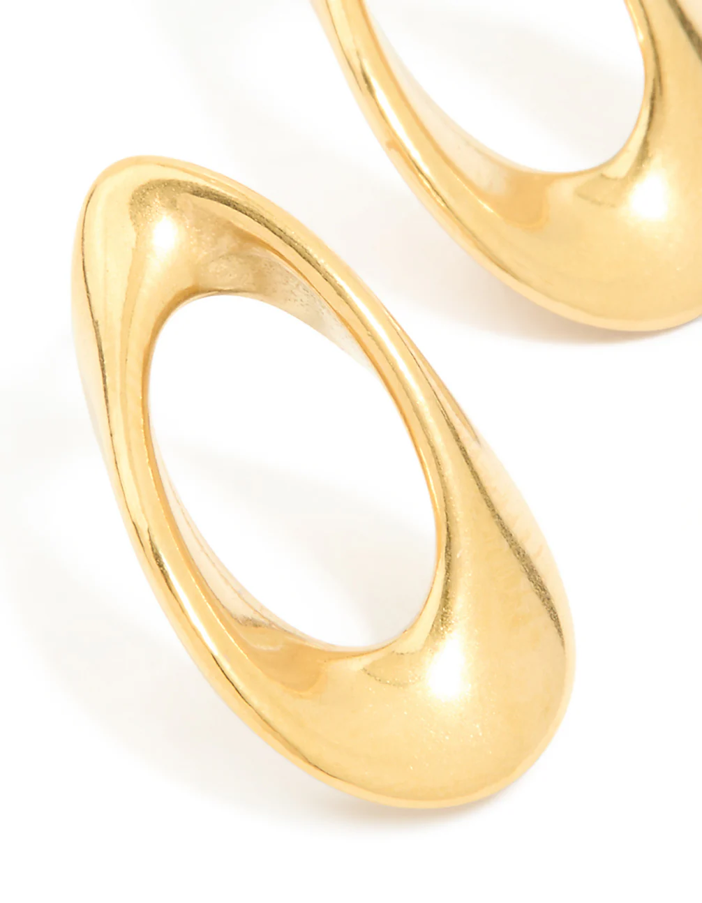 Waterproof Gold Plated Stainless Steel Mini Open Teardrop Earrings - Image 2