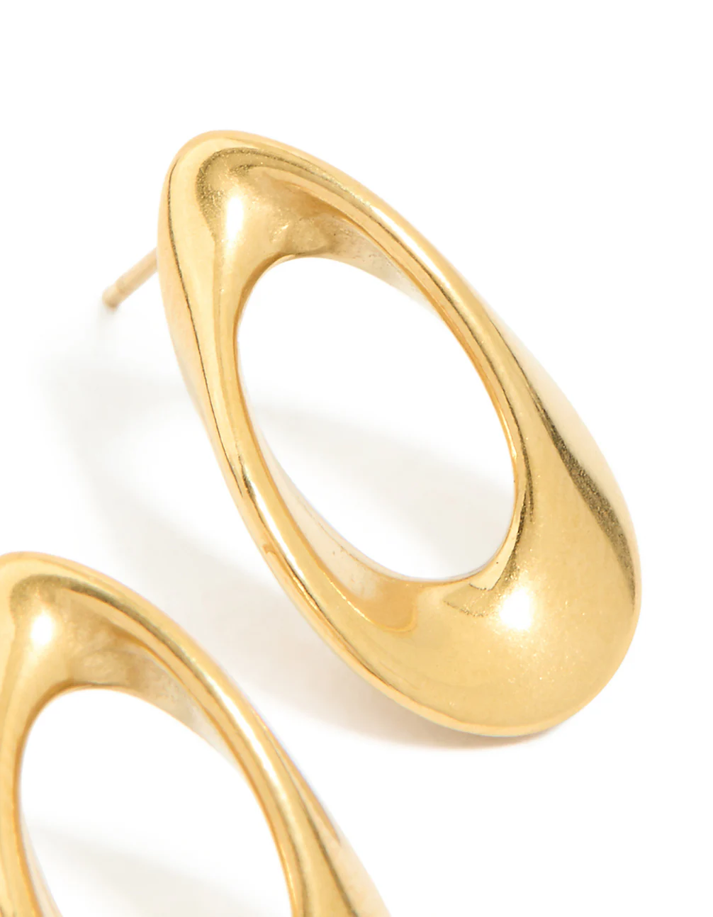 Waterproof Gold Plated Stainless Steel Mini Open Teardrop Earrings - Image 3