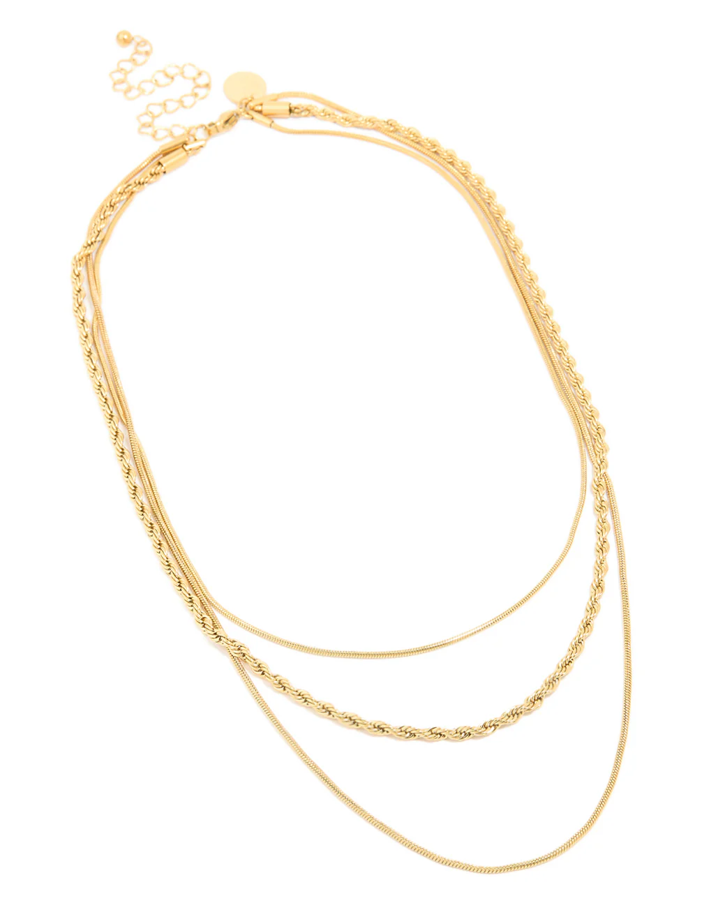Waterproof Gold Plated Stainless Steel Mixed Chain Layered Necklace - Image 2